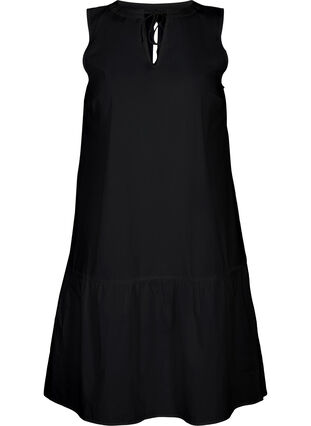 Korte katoenen jurk in een a-lijn, Black, Packshot image number 0