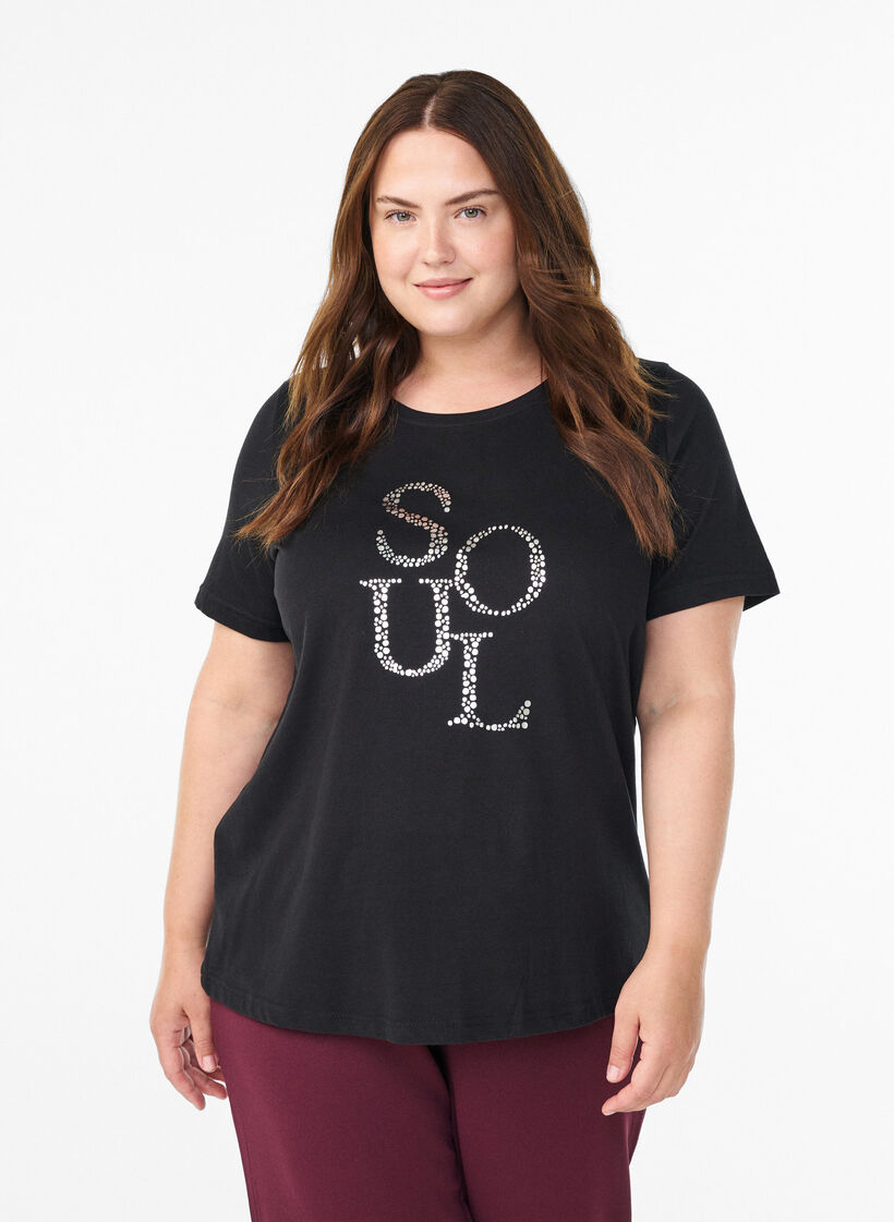 T-shirt imprim&eacute;, Noir, Model image number 0