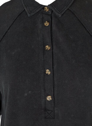 Robe pull en coton avec lavage à l'acide et poches, Black Acid Washed, Packshot image number 2