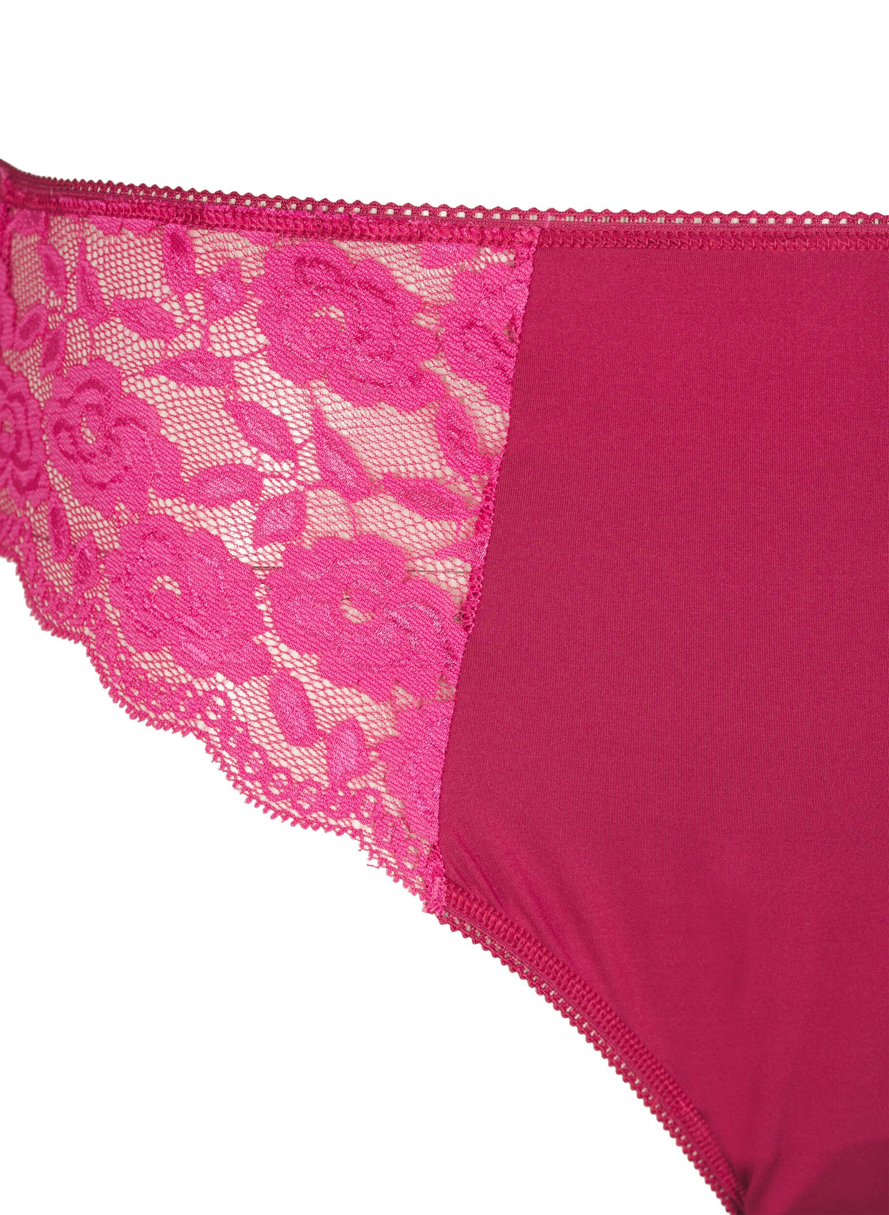 ZizziBraziliaans microfiber slipje met kant, Rood, Packshot image number 2