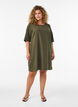 Robe en coton avec manches courtes et poches, Vert fonc&eacute;, Model image number 1