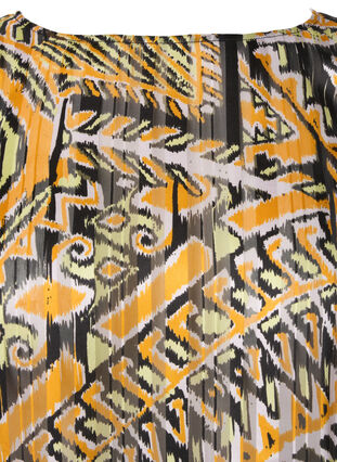 Blouse imprimée avec smock et manches 3/4, Yellow Aztec AOP, Packshot image number 2