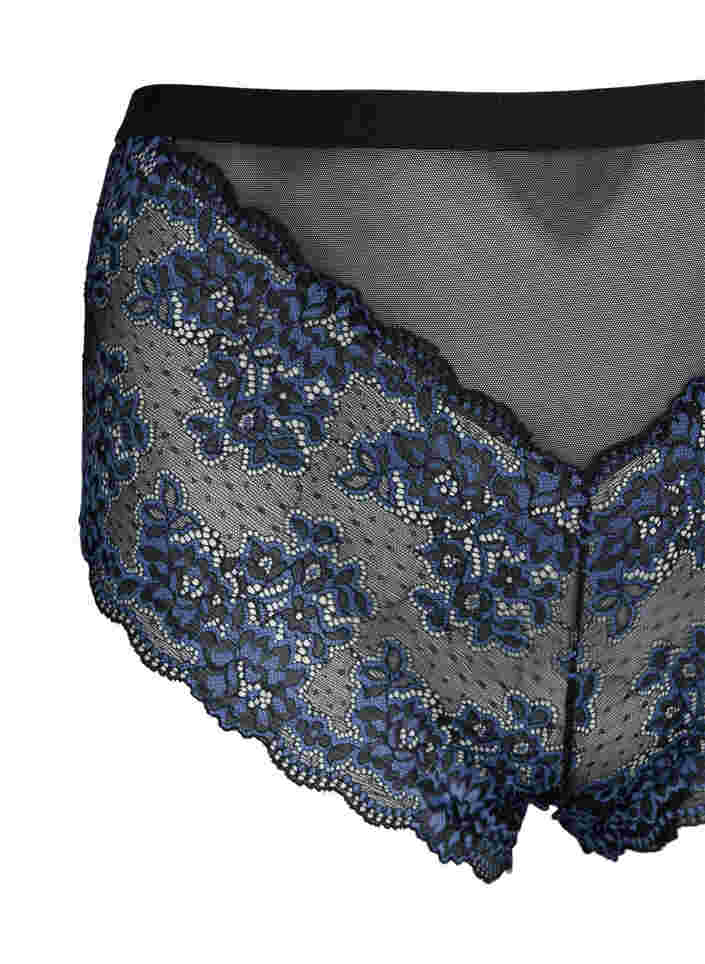 Culotte en dentelle à taille haute, Black w. blue lace, Packshot image number 2