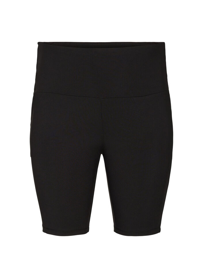 Aansluitende korte broek met hoge taille en zakken, Black, Packshot image number 0