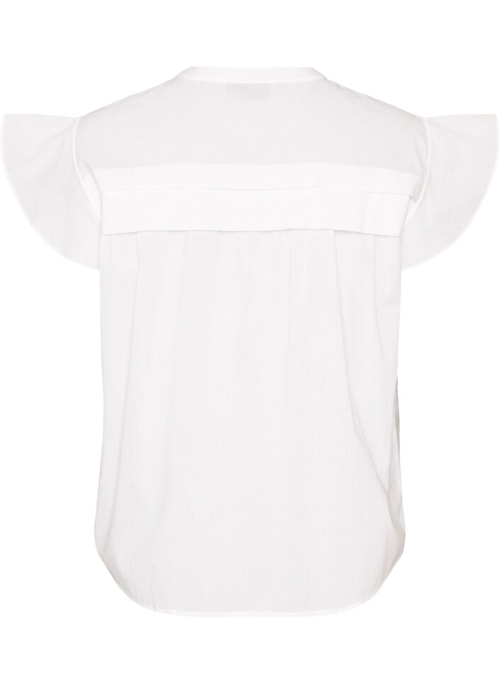 Chemisier sans manches &agrave; coupe &eacute;vas&eacute;e en coton, Blanc, Packshot image number 1