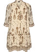 Robe avec imprim&eacute; ornemental et col &agrave; volants, Beige, Packshot image number 0