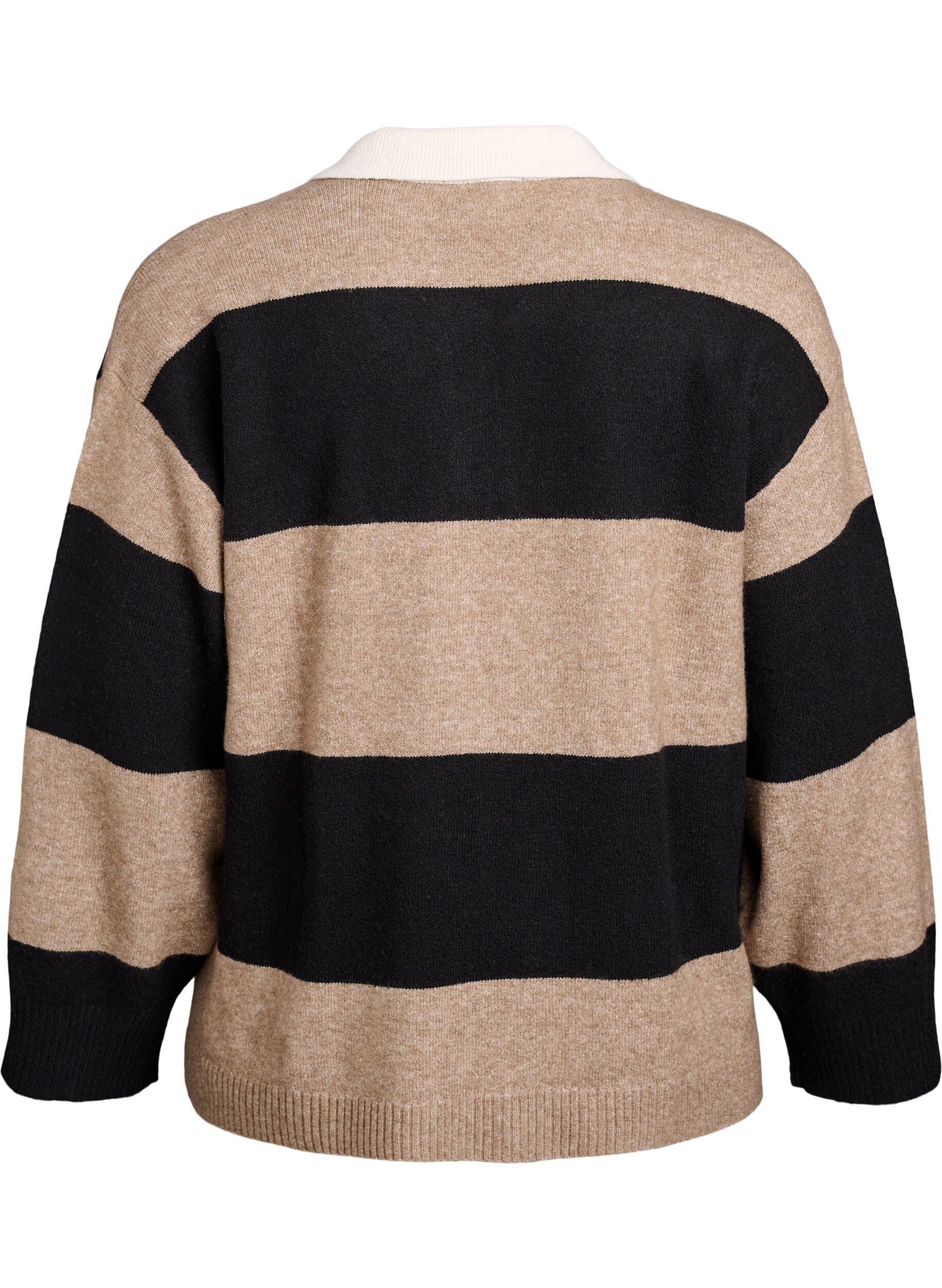 Zizzi Chemisier en maille avec col et d&eacute;collet&eacute; en V, Noir, Packshot image number 1