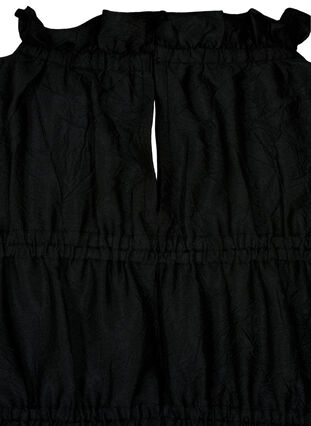 Robe avec volants et lignes de coupe élastiques, Black, Packshot image number 3