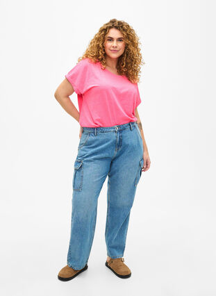 T-shirt en coton néon, Neon pink, Model image number 2