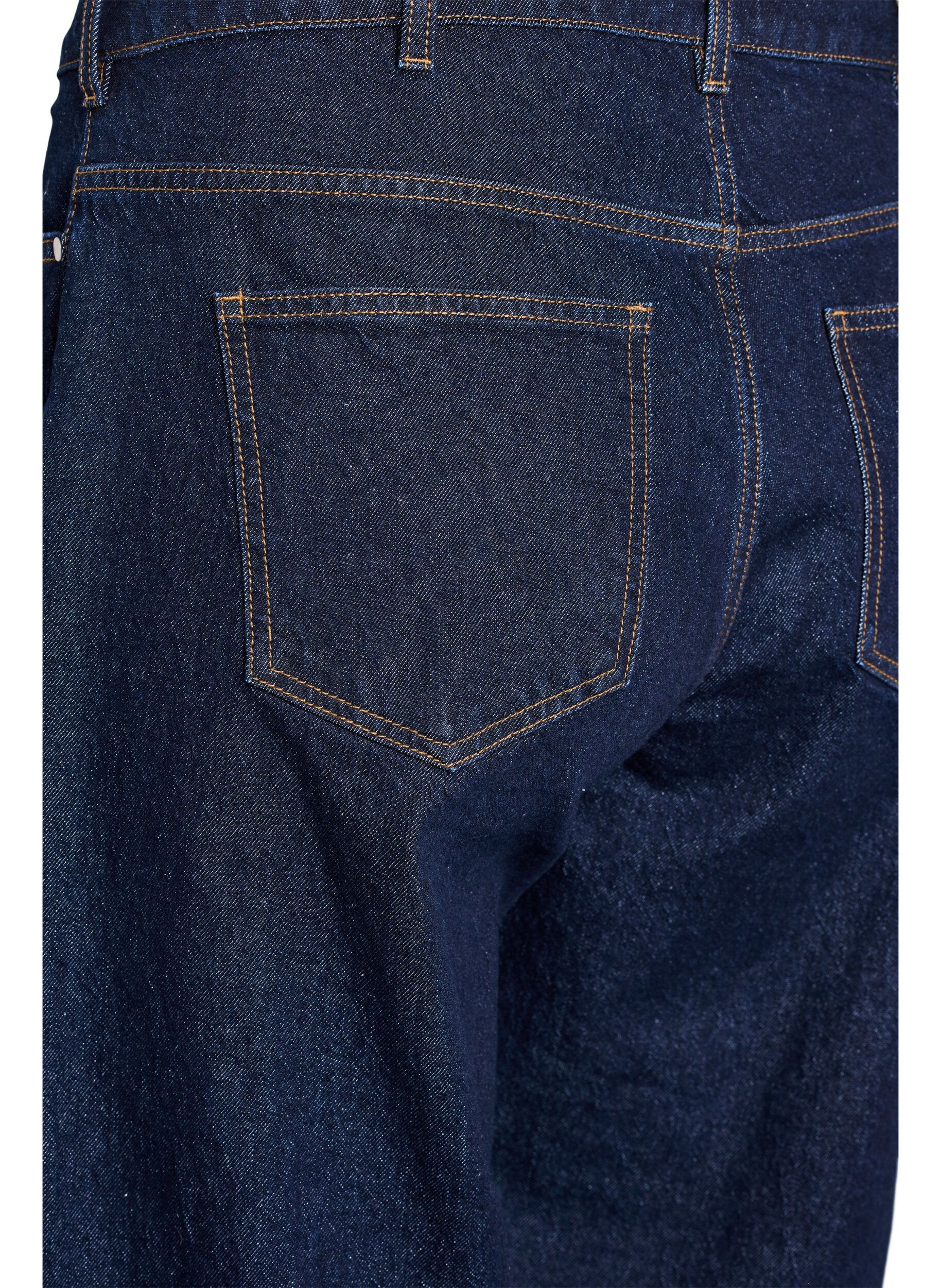 ZizziStraight-fit jeans met wijde pijpen en omslagen, Blauw, Packshot image number 3