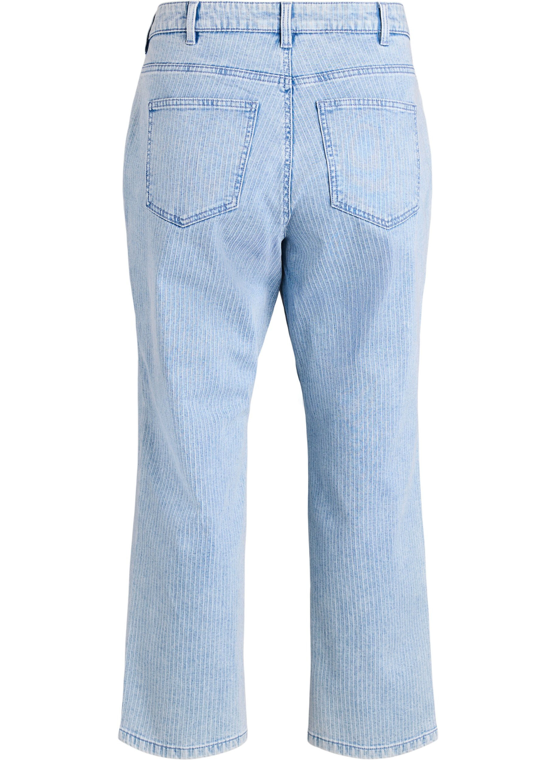 ZizziGestreepte jeans met een rechte pasvorm, Blauw, Packshot image number 1