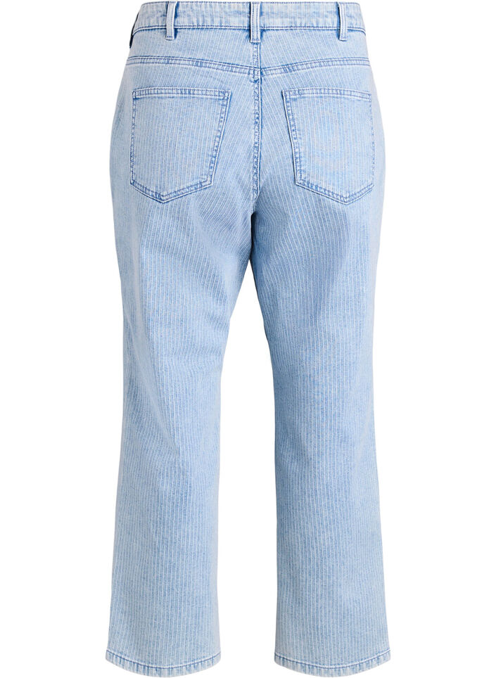 Gestreepte jeans met een rechte pasvorm, Blauw, Packshot image number 1