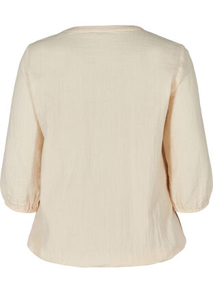 Katoenen blouse met knopen en 3/4-mouwen, Mother Of Pearl, Packshot image number 1