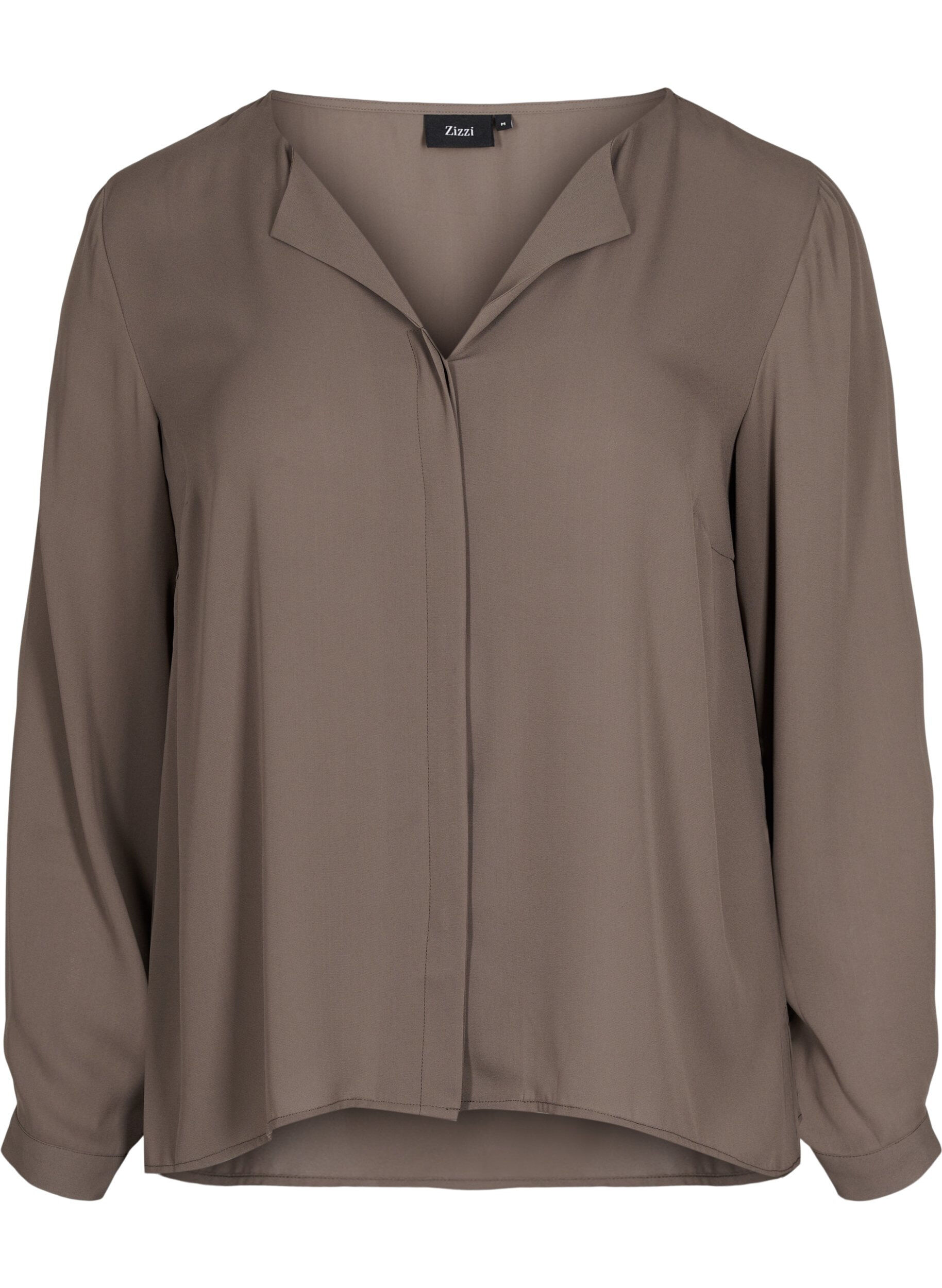 ZizziEffen kleur overhemd met v-hals, Falcon, Packshot image number 0