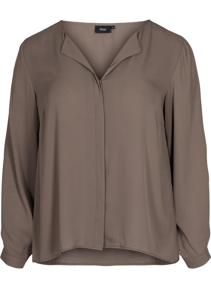 Effen kleur overhemd met v-hals, Falcon, Packshot image number 0