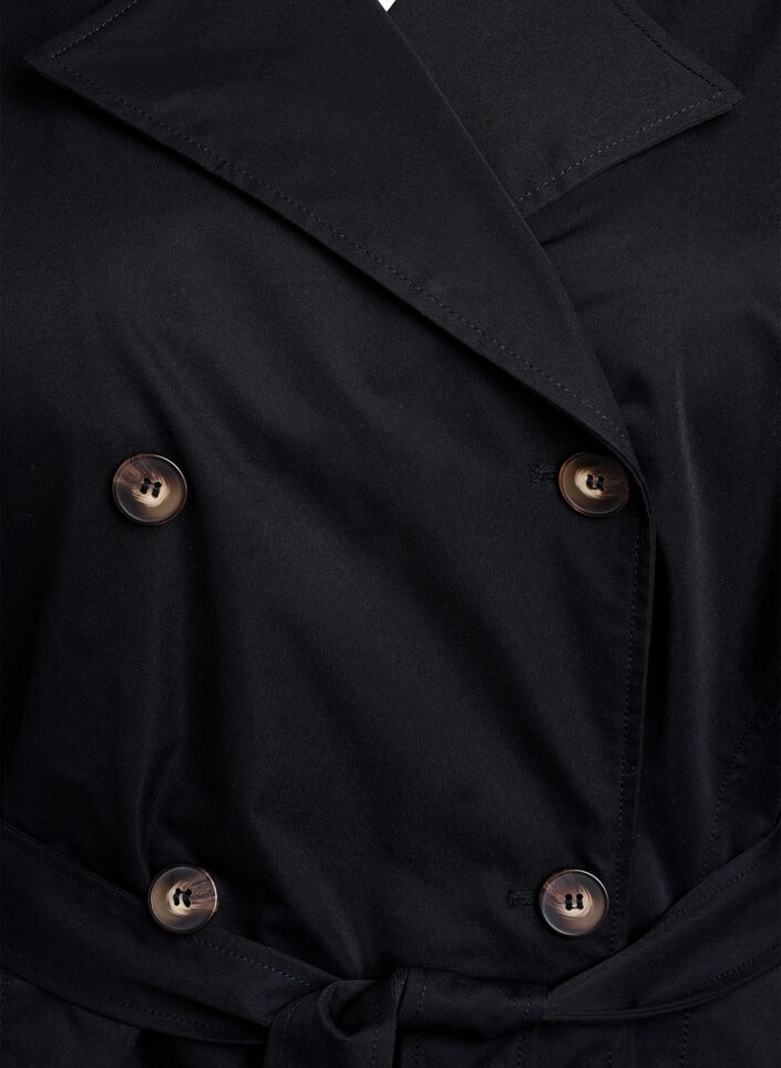Halflange trenchcoat met ceintuur, Black, Packshot image number 2