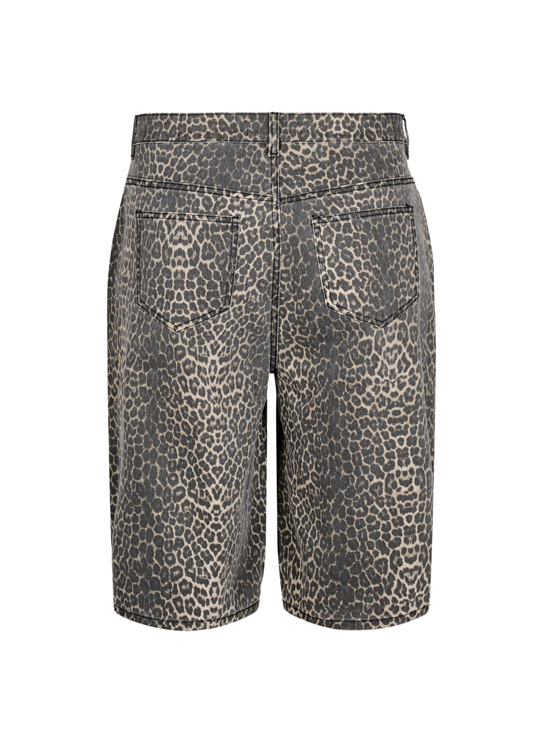 ZizziLuipaardprint denim bermuda shorts, Bruin, Packshot image number 1