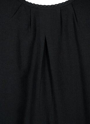 Katoenen top met ronde hals en kanten randje, Black, Packshot image number 2