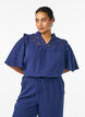 Blouse en mousseline de coton avec broderie anglaise et manches 1/2, Bleu, Model image number 0