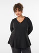 Jersey blouse met een geribde textuur en een A-lijn pasvorm, Zwart, Model image number 0