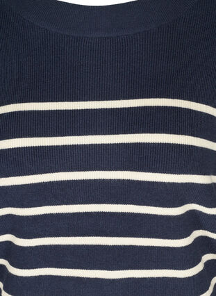 Pull en tricot rayé à manches bouffantes, Navy Blazer W/Stripe, Packshot image number 2