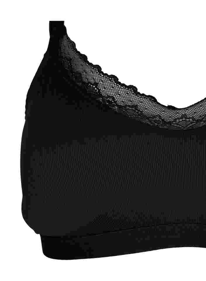 Soutien-gorge côtelé avec dentelle, Black, Packshot image number 2