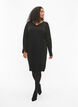Gebreide jurk van viscose met glitters en splitten, Black w. DTM Lurex, Model image number 3