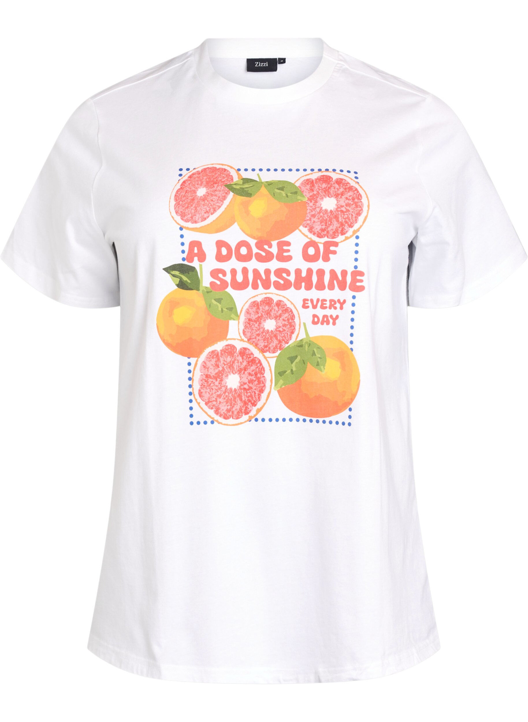 ZizziT-shirt en coton biologique avec motif d'agrumes, Blanc, Packshot image number 0