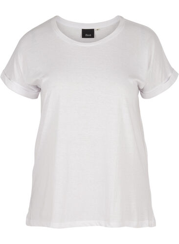 T-shirt en mélange coton, Bright White, Packshot image number 0