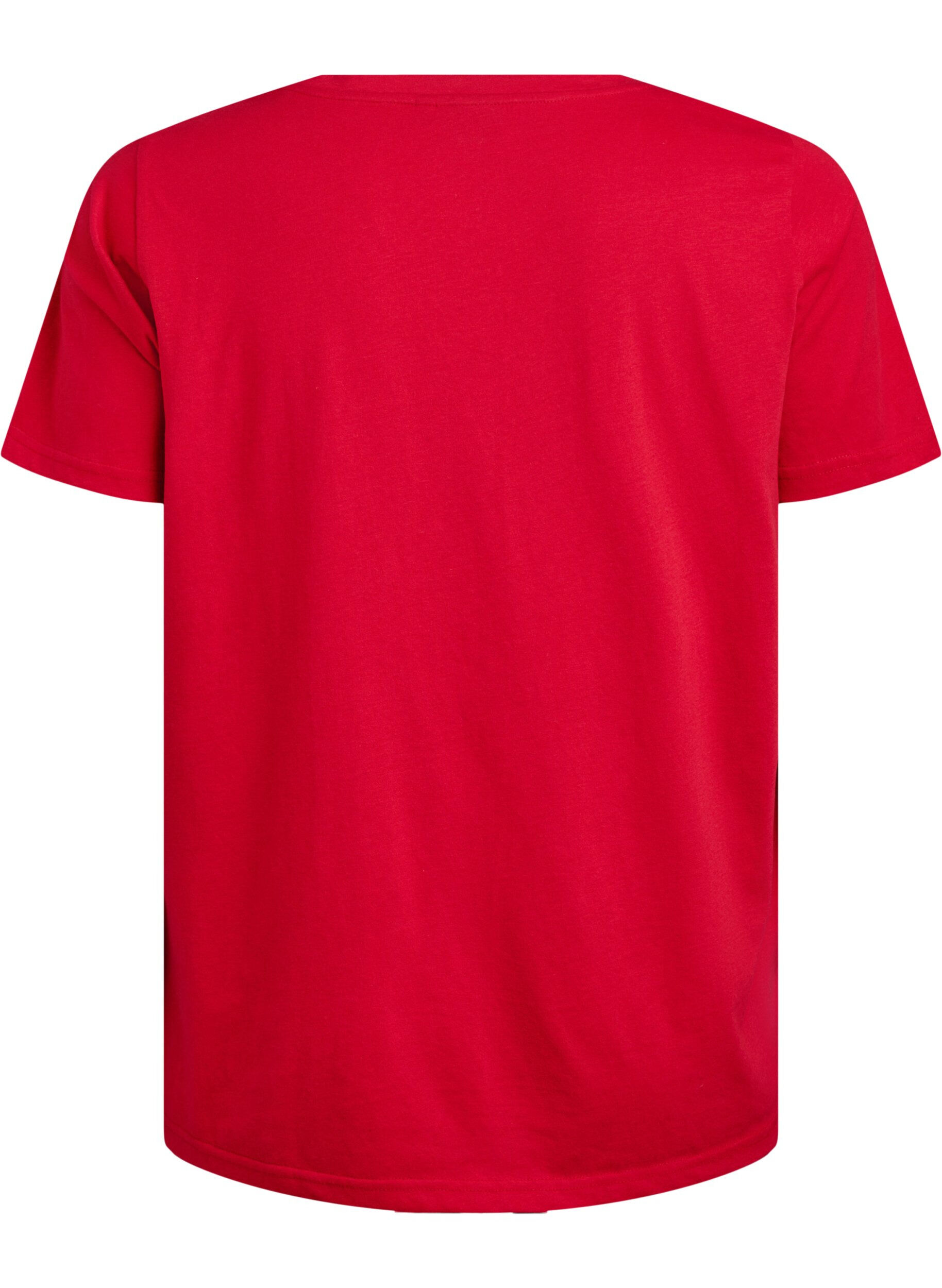 Zizzi FLASH - T-shirt col V, Rouge, Packshot image number 1