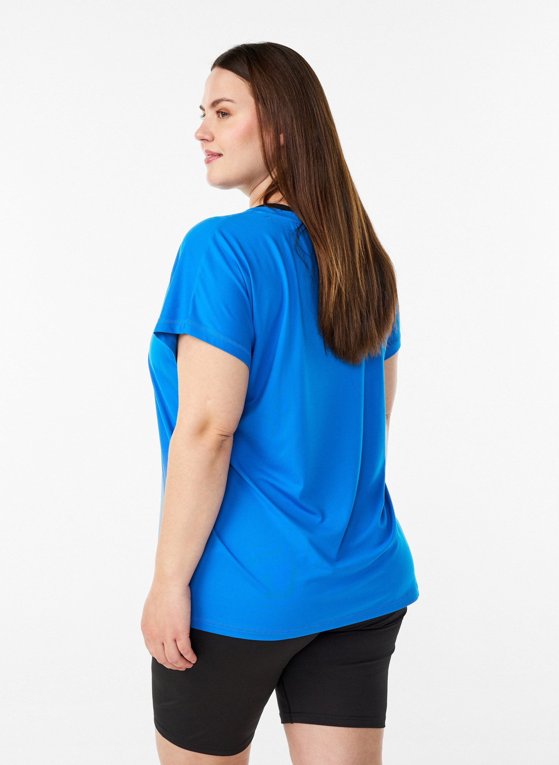 ZizziT-shirt ample de sport &agrave; col en V, Bleu, Model image number 2