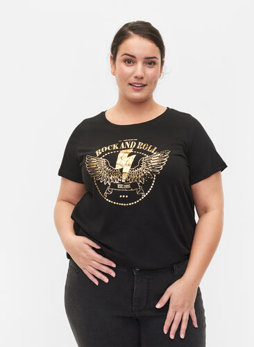 Katoenen t-shirt met korte mouwen en opdruk, Black Rock, Model image number 0