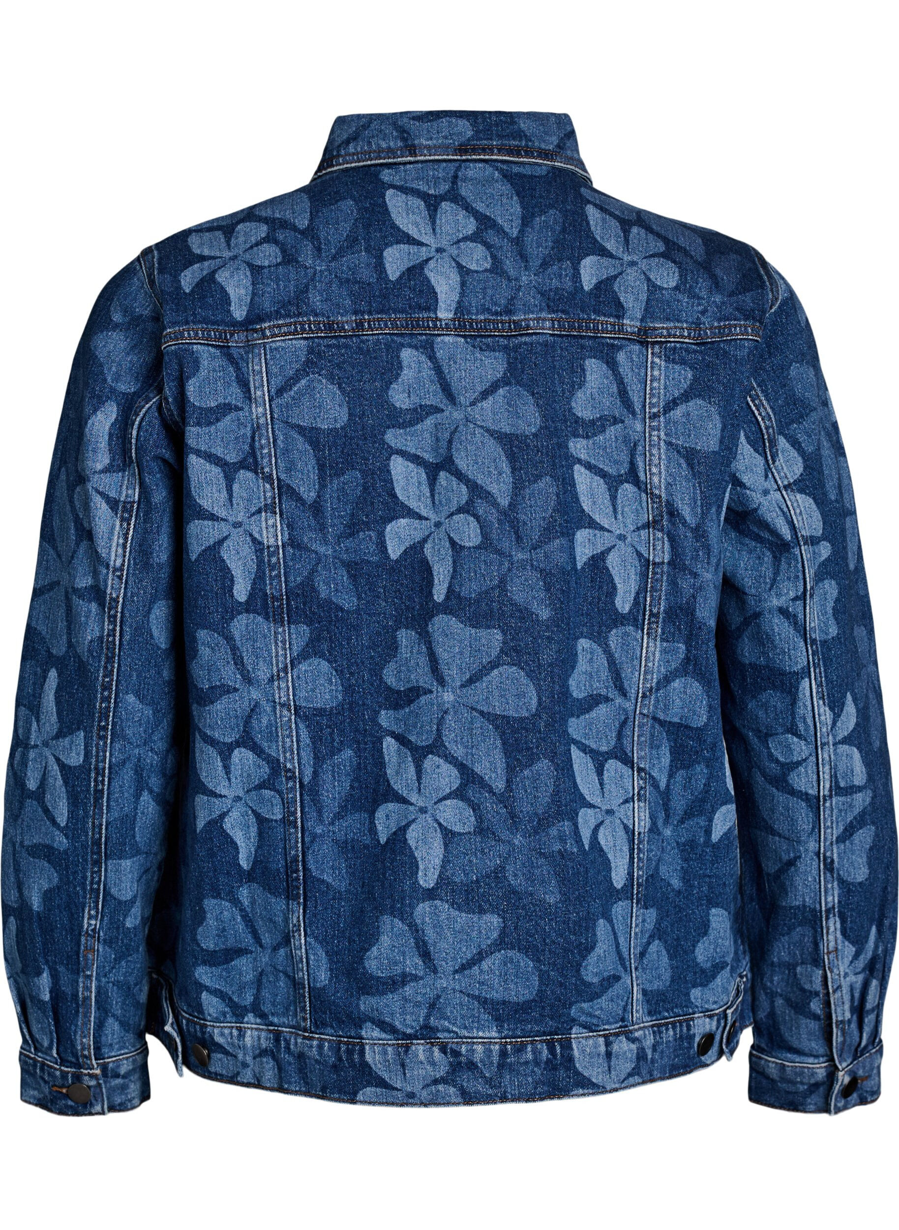 ZizziDenimjack met bloemenpatroon, Blauw, Packshot image number 1