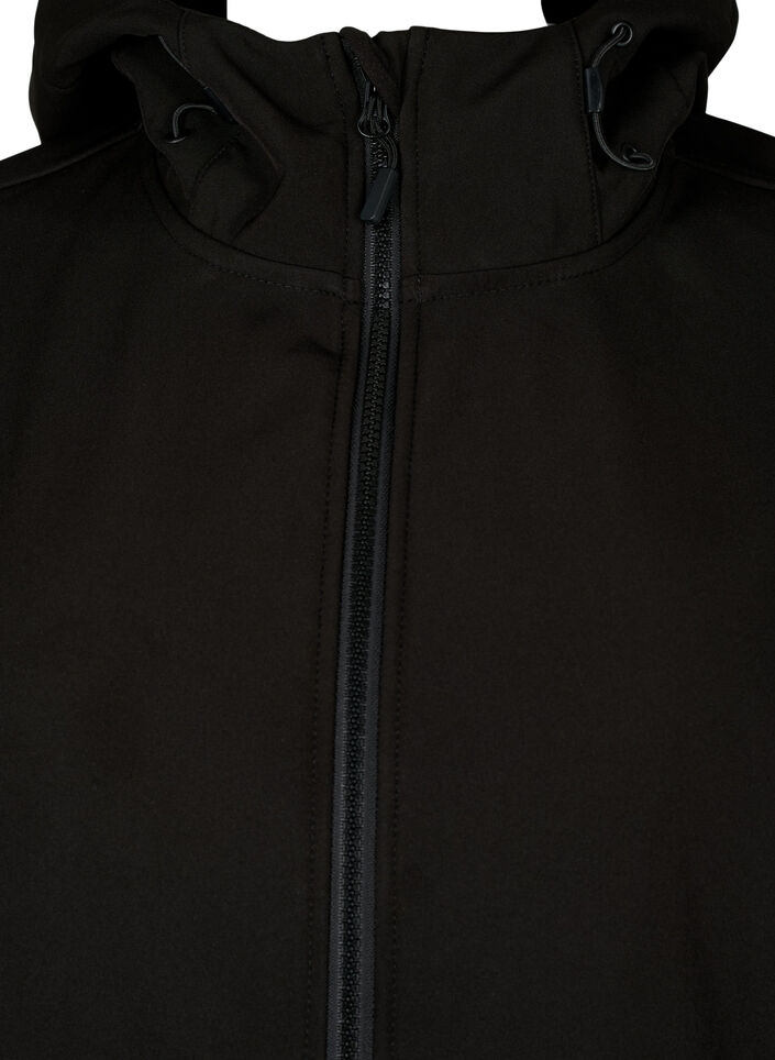 Korte softshell jas met zakken, Black, Packshot image number 2