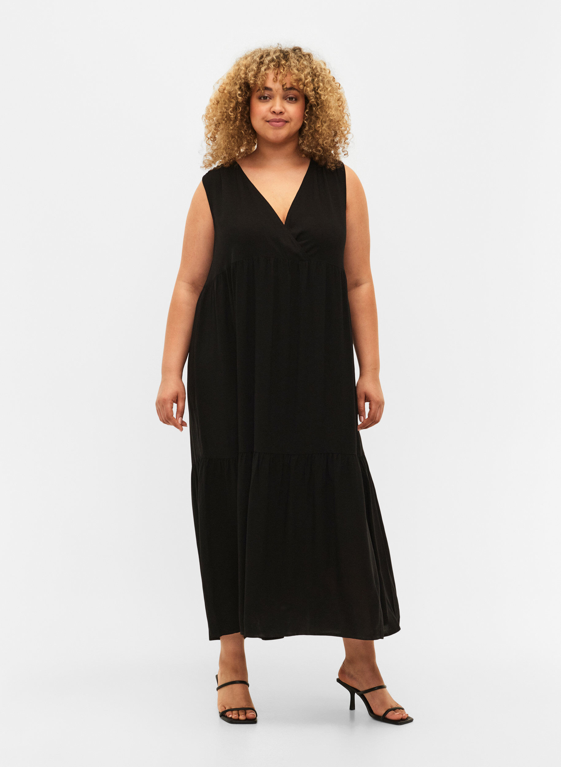 ZizziMouwloze maxi-jurk van viscose, Black, Model image number 0
