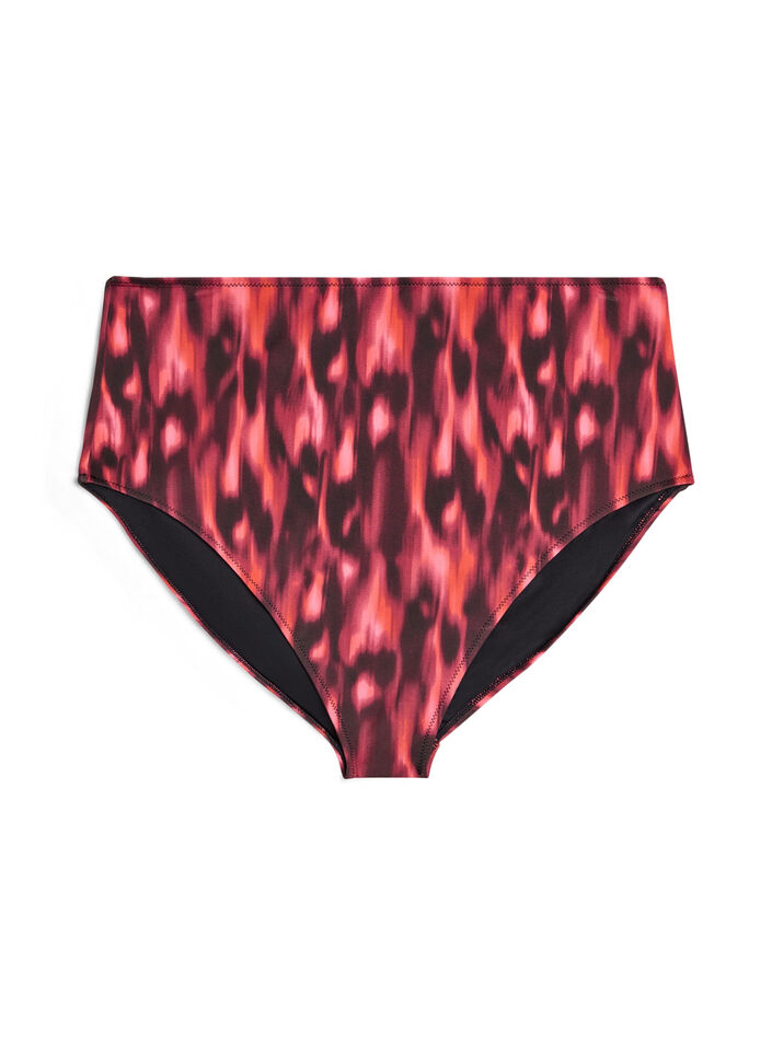 Bikinibroekje met print en hoge taille, Rood, Packshot image number 0