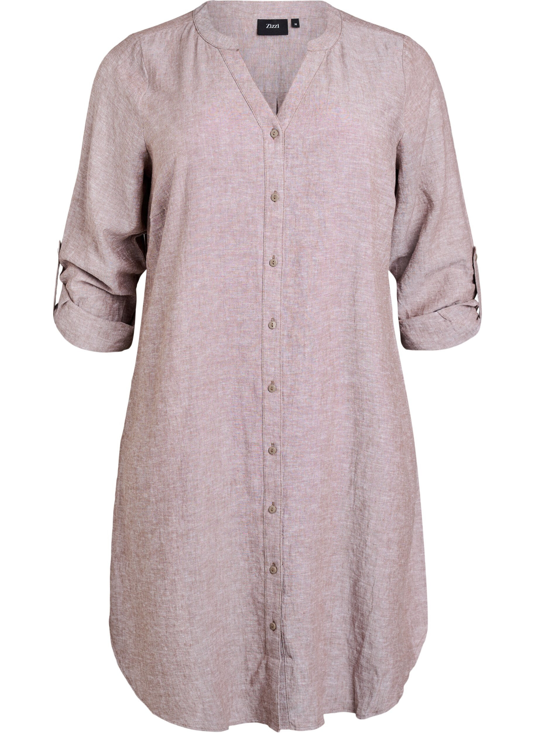 Lang shirt in linnen en viscose