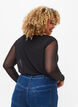 Nauwsluitende mesh top met v-hals, Black, Model image number 1