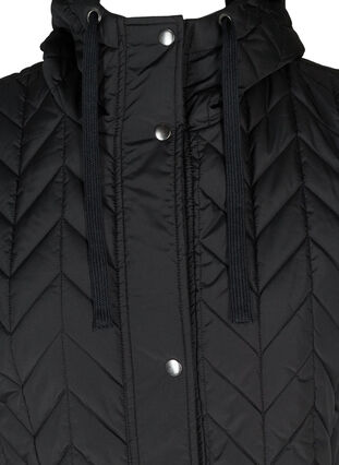 Lang gewatteerd vest met capuchon, Black, Packshot image number 2
