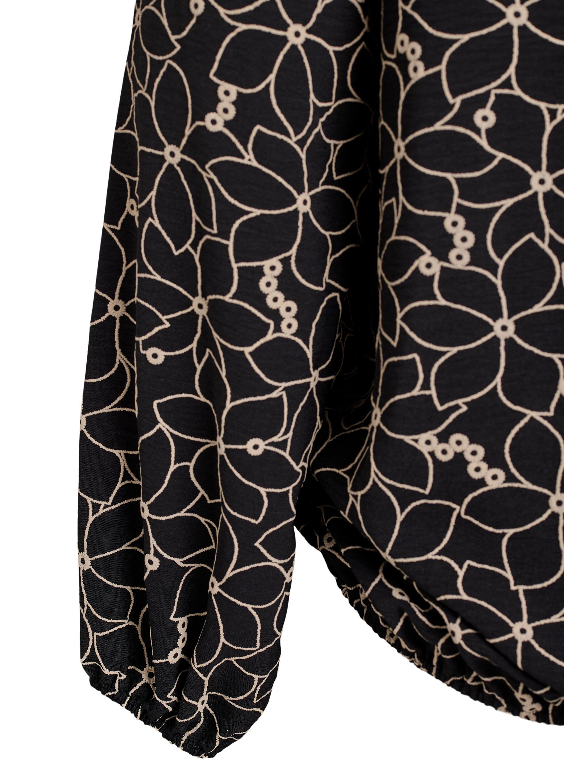 ZizziBlouse met lange mouwen met bloemenborduursel, Zwart, Packshot image number 3