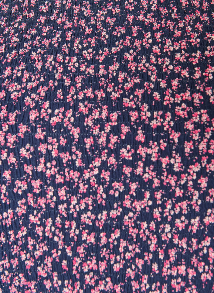 Blouse avec haut smock&eacute; et imprim&eacute; fleuri, Bleu, Packshot image number 2