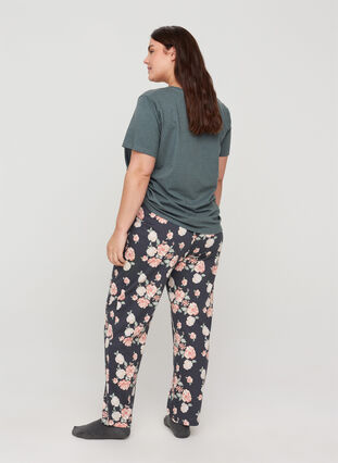 Katoenen pyjama broek met bloemenprint, Blue Flower AOP, Model image number 1