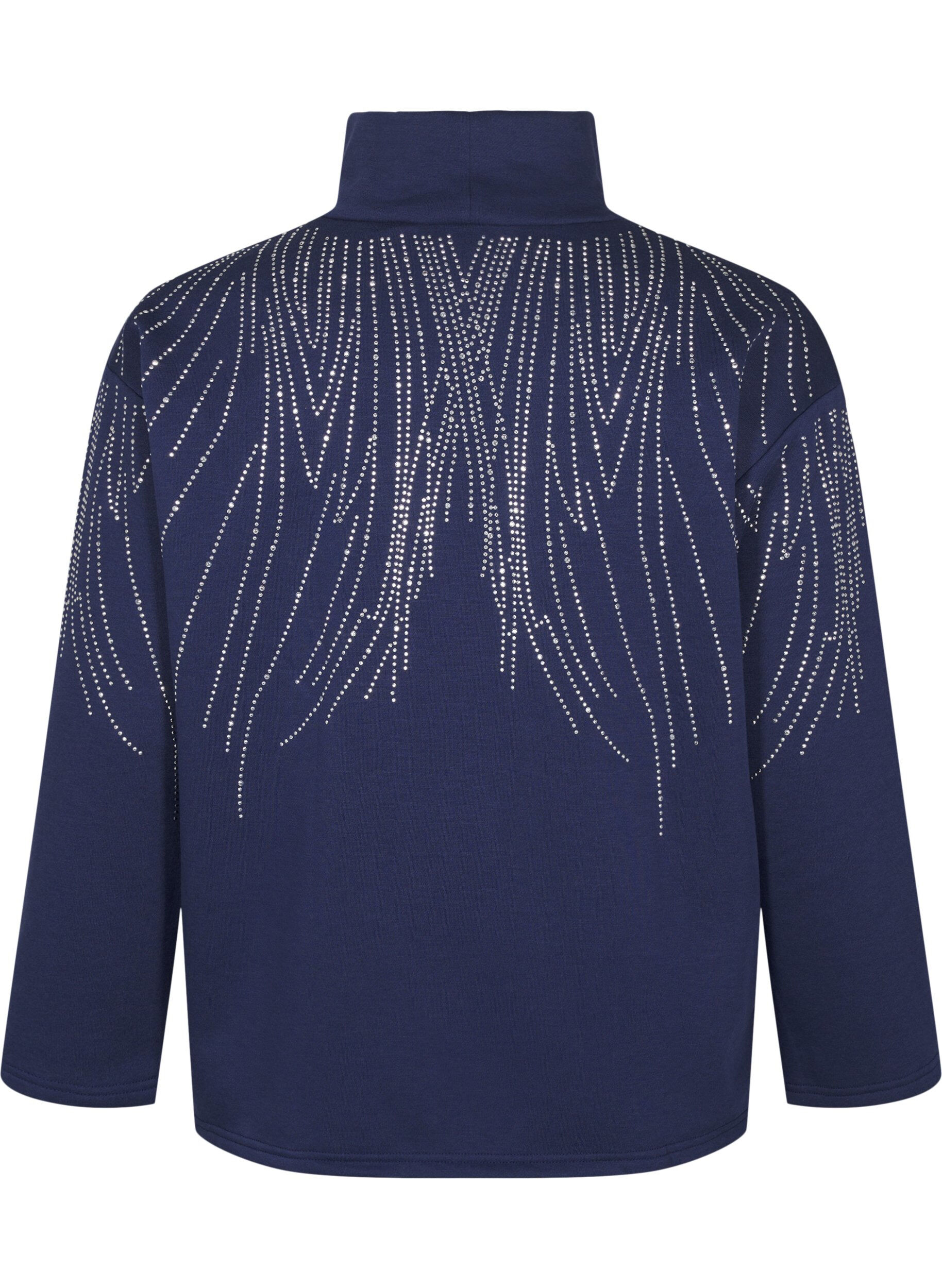 ZizziSweatshirt met een hoge hals en strass-steentjes, Naval Academy, Packshot image number 1
