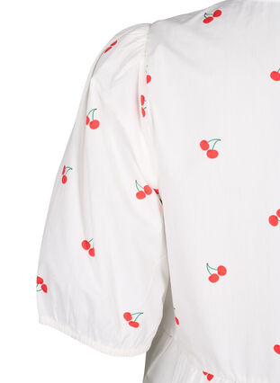 Robe en trapèze avec imprimé cerise, B. White/Cherry, Packshot image number 3
