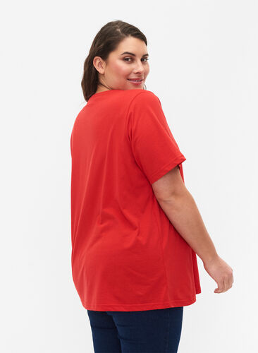 FLASH - T-shirt avec col en V, High Risk Red, Model image number 1