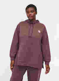 Sweatshirt met capuchon en split, Decadent Chocolate, Model