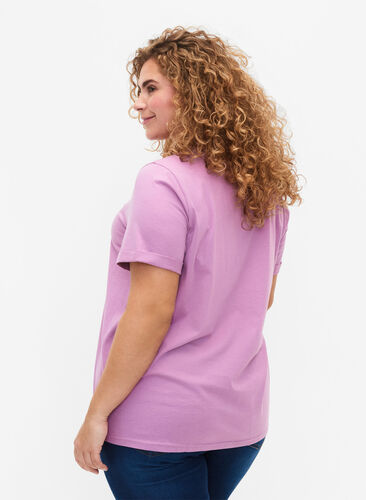 T-shirt en coton à encolure en V, Lavender Herb, Model image number 1