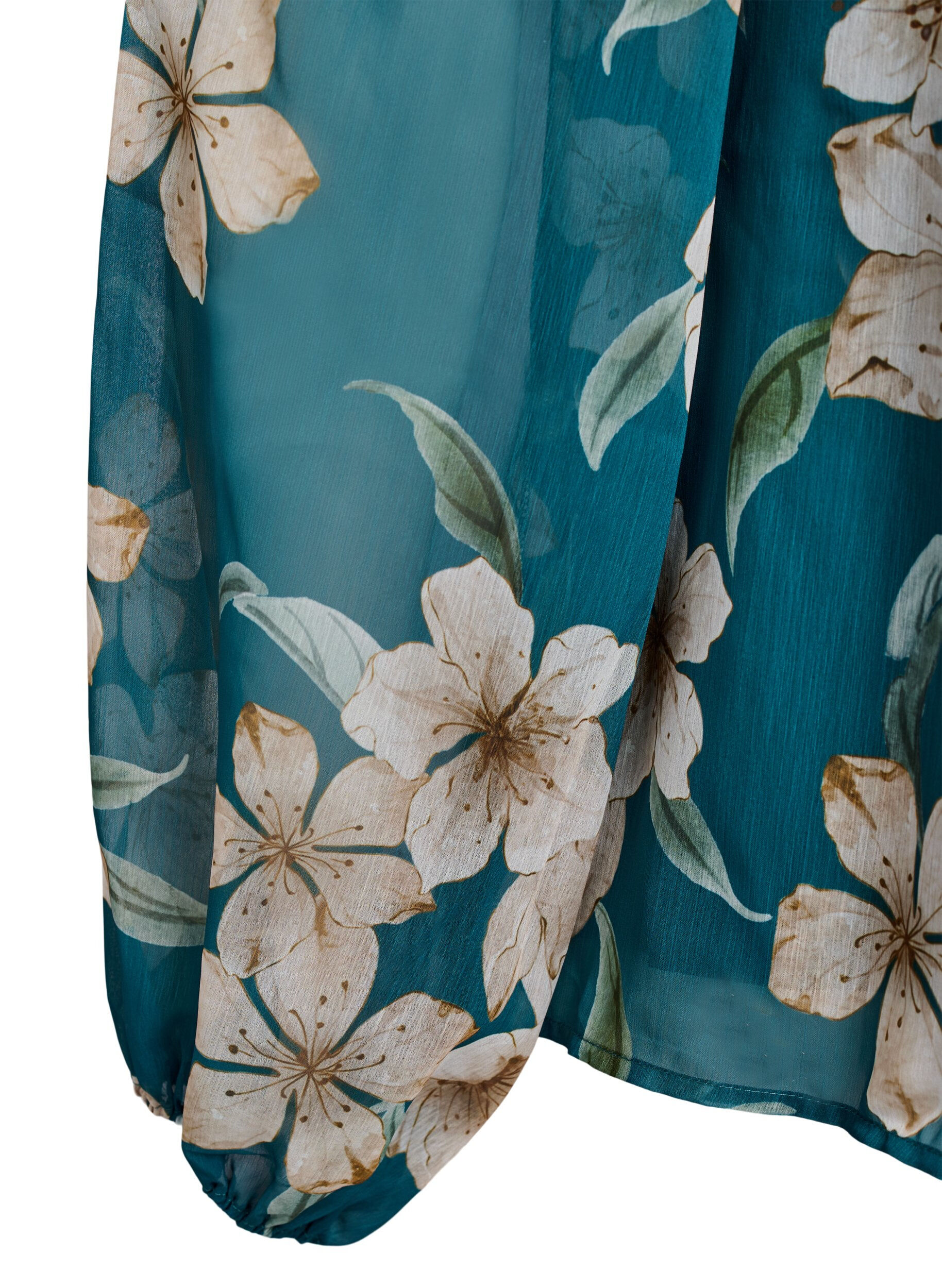 ZizziChemisier en mousseline avec imprim&eacute; floral et manches longues, Vert, Packshot image number 3