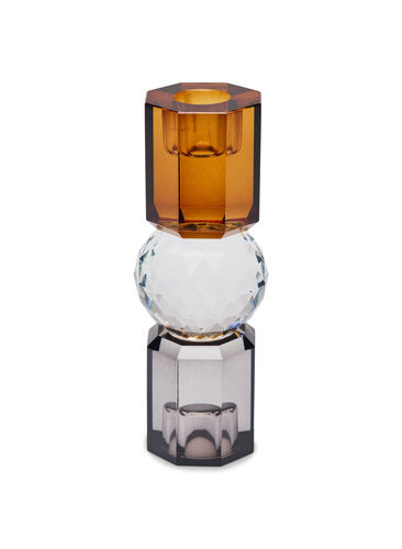 Bougeoir en verre de cristal, Brown/Smoke Comb, Packshot image number 1