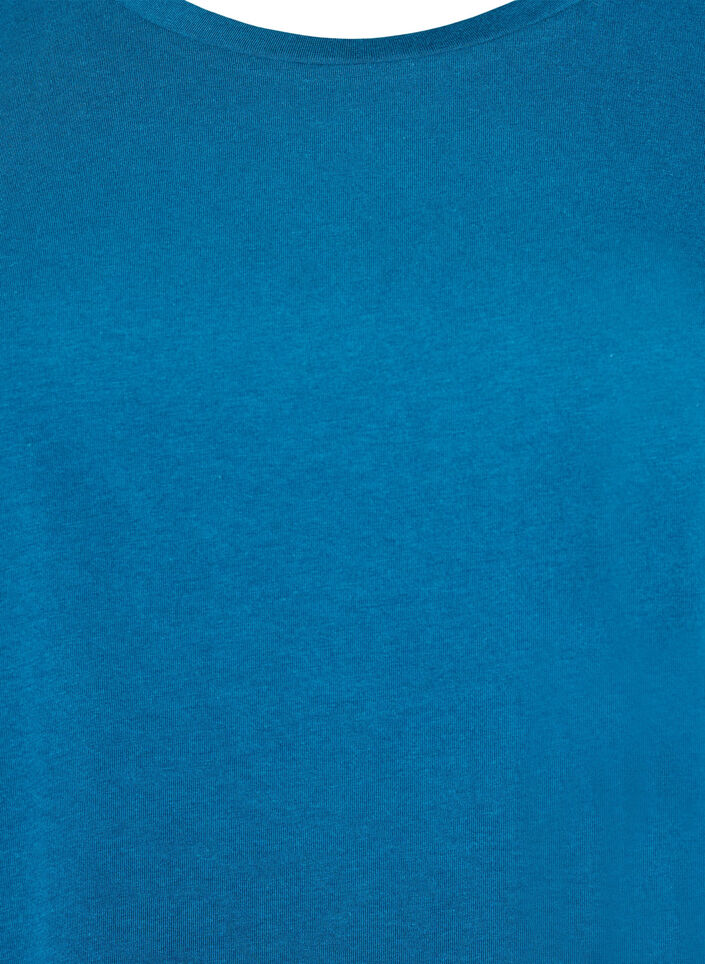 T-shirt met korte mouwen in een katoenmix, Blauw, Packshot image number 2
